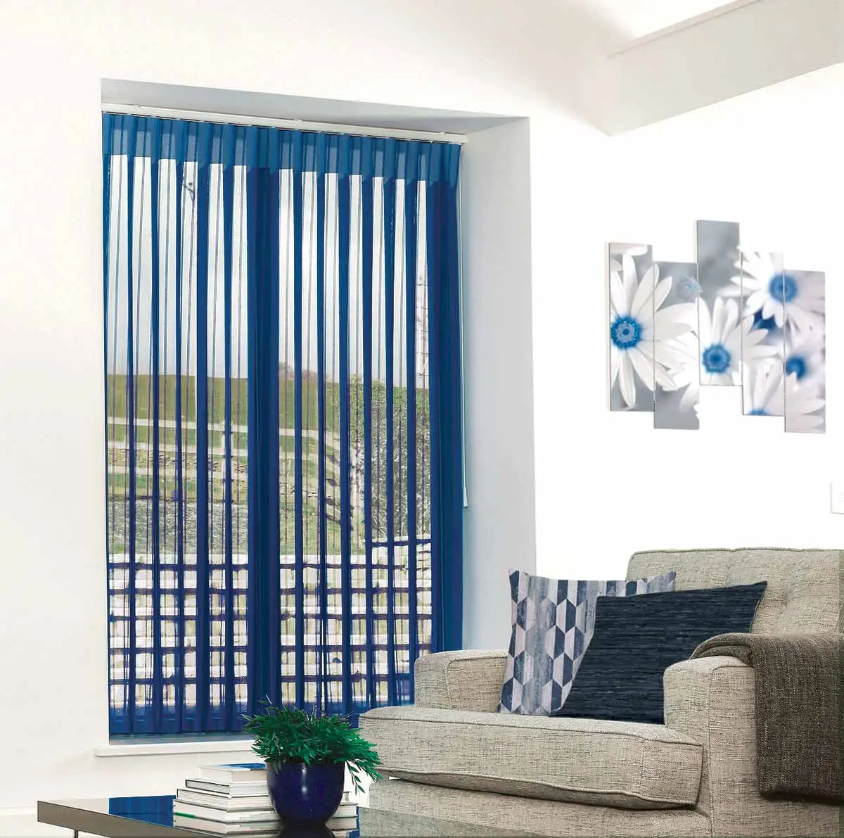 Stripe royal blue vertex blinds